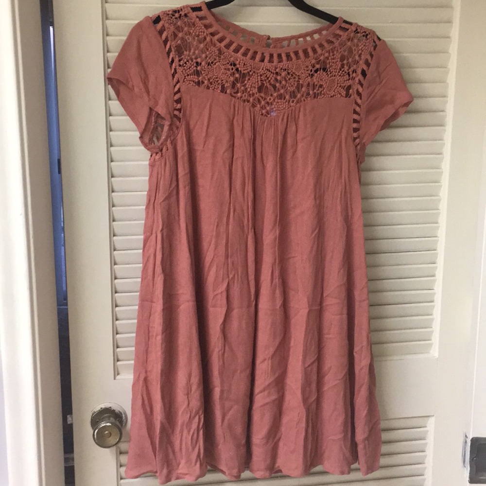 Coral Shift Dress with Details